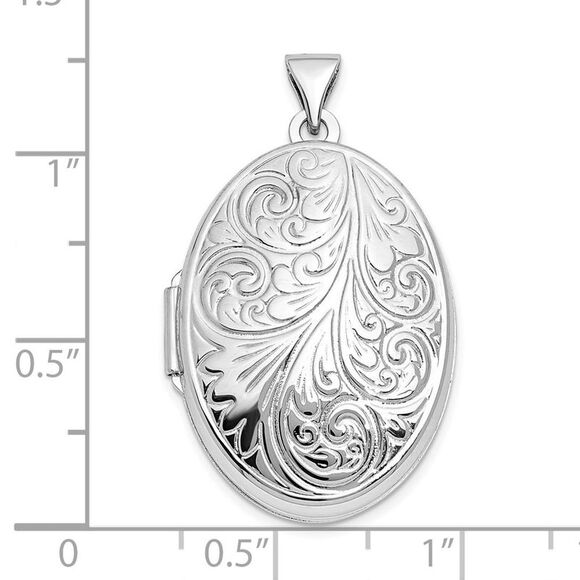 Sterling Silver 26mm Reversible Scroll Oval Locket - Picture 5 of 6